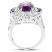 Bids.com 7.96 Carat Genuine Amethyst and White Topaz .925 Sterling Silver Ring Rings White Smoke size 7.00,size 5.00,size 11.00,size 6.00,size 8.00,size 9.00