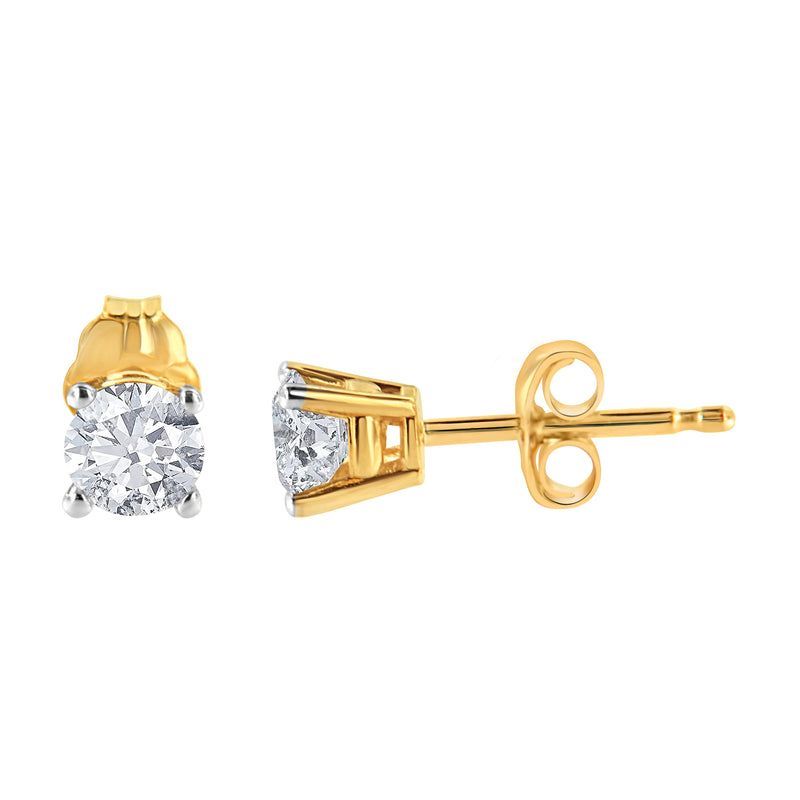 Bids.com AGS Certified 14K Yellow Gold 1/2 Cttw 4 Prong Set Brilliant Round-Cut Solitaire Diamond Push Back Stud Earrings (O-P, Color, SI2-I1 Clarity) Earrings White Smoke Yellow.Gold / 0.5