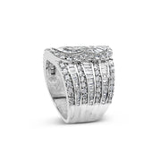 Bids.com 10K White Gold 2 1/2 Cttw Round and Baguette-Cut Diamond Multi-Row Bypass Ring (J-K Color, I2-I3 Clarity) - Ring Size 7 Rings Gray 7 / White.Gold,6 / White.Gold,8 / White.Gold,9 / White.Gold