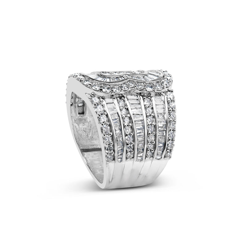 Bids.com 10K White Gold 2 1/2 Cttw Round and Baguette-Cut Diamond Multi-Row Bypass Ring (J-K Color, I2-I3 Clarity) - Ring Size 7 Rings Gray 7 / White.Gold,6 / White.Gold,8 / White.Gold,9 / White.Gold