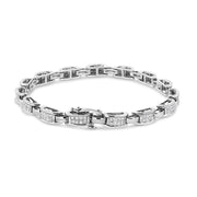 Bids.com 14K White Gold 2.00 Cttw Invisble-Set Princess Diamond Link Bracelet (I1-I2 Clarity, I-J Color) - 7.25" Bracelets White Smoke White.Gold / 7.25