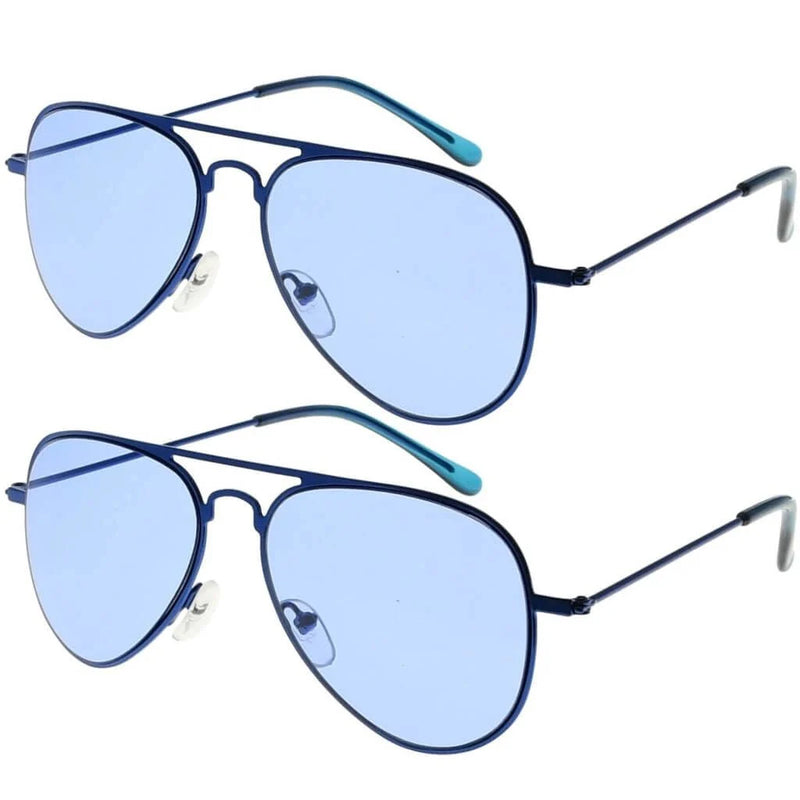 eyekeeper.com 2 Pack 3-10yr Old Kids Child Pilot Metal Sunglasses S15016 Sunglasses White Smoke Blue Lens
