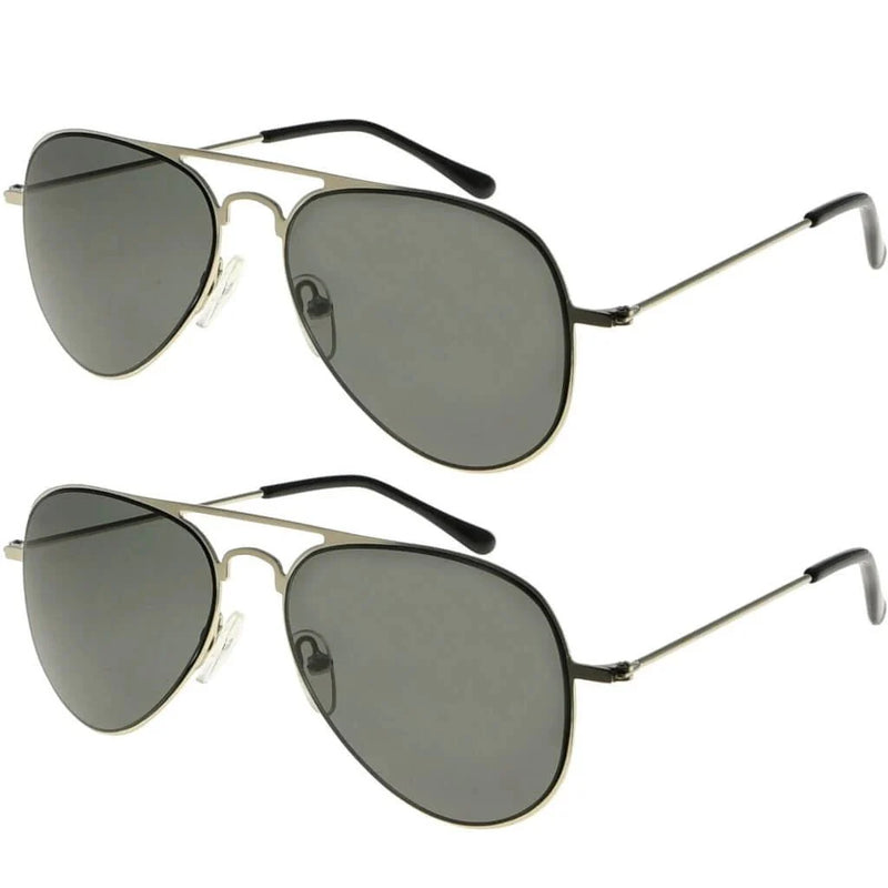 eyekeeper.com 2 Pack 3-10yr Old Kids Child Pilot Metal Sunglasses S15016 Sunglasses White Smoke Silver G15