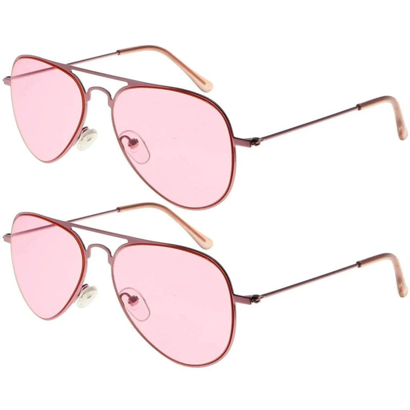 eyekeeper.com 2 Pack 3-10yr Old Kids Child Pilot Metal Sunglasses S15016 Sunglasses White Smoke Pink Lens