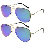 eyekeeper.com 2 Pack 3-10yr Old Kids Child Pilot Metal Sunglasses S15016 Sunglasses White Smoke Gold Green Mirror