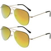 eyekeeper.com 2 Pack 3-10yr Old Kids Child Pilot Metal Sunglasses S15016 Sunglasses White Smoke Gold Red Mirror