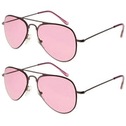 eyekeeper.com 2 Pack 3-10yr Old Kids Child Pilot Metal Sunglasses S15016 Sunglasses White Smoke Purple Lens