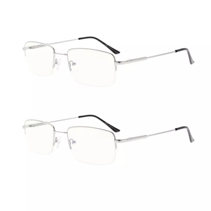 eyekeeper.com 2 Pack Half-rim Blue Light Filter Reading Glasses UVR1702 Eyeglasses White Smoke Silver-2pcs / +1.00,Silver-2pcs / +2.50,Silver-2pcs / +1.50,Silver-2pcs / +1.75,Silver-2pcs / +2.00,Silver-2pcs / +2.25,Silver-2pcs / without magnification