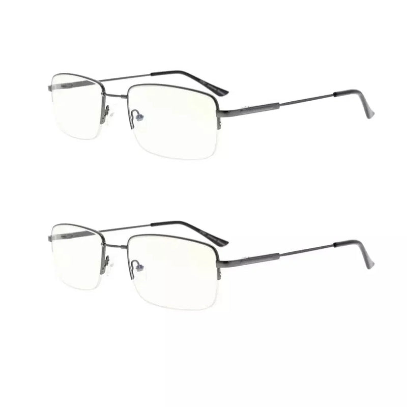 eyekeeper.com 2 Pack Half-rim Blue Light Filter Reading Glasses UVR1702 Eyeglasses White Smoke Gunmetal-2pcs / +0.75,Gunmetal-2pcs / +2.50,Gunmetal-2pcs / without magnification