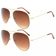 eyekeeper.com 2 Pack Kids Teen Age 8-16 Metal Sunglasses Boys Girls S15018 Sunglasses White Smoke Gold Brown Lens
