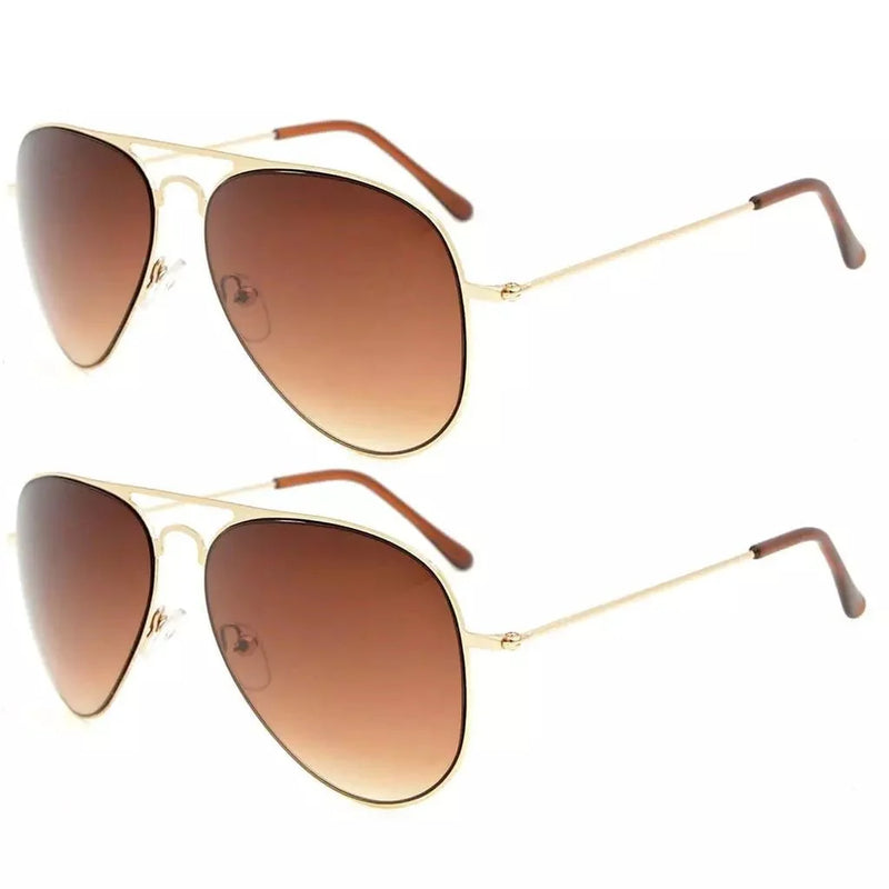 eyekeeper.com 2 Pack Kids Teen Age 8-16 Metal Sunglasses Boys Girls S15018 Sunglasses White Smoke Gold Brown Lens