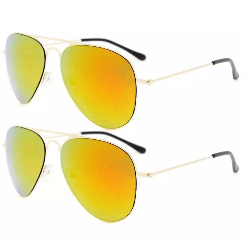 eyekeeper.com 2 Pack Kids Teen Age 8-16 Metal Sunglasses Boys Girls S15018 Sunglasses White Smoke Gold Red Mirror
