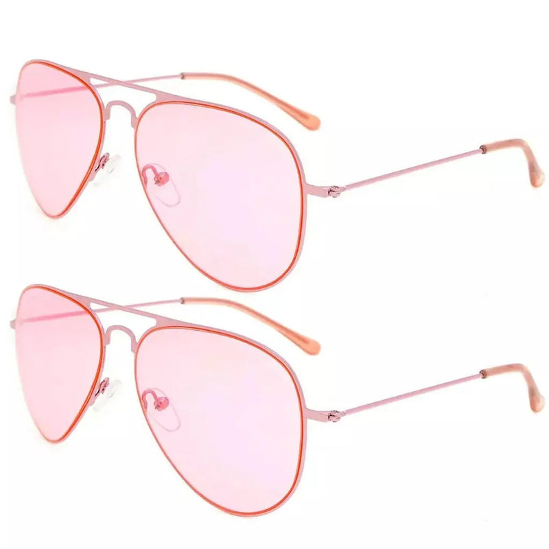 eyekeeper.com 2 Pack Kids Teen Age 8-16 Metal Sunglasses Boys Girls S15018 Sunglasses White Smoke Pink Lens