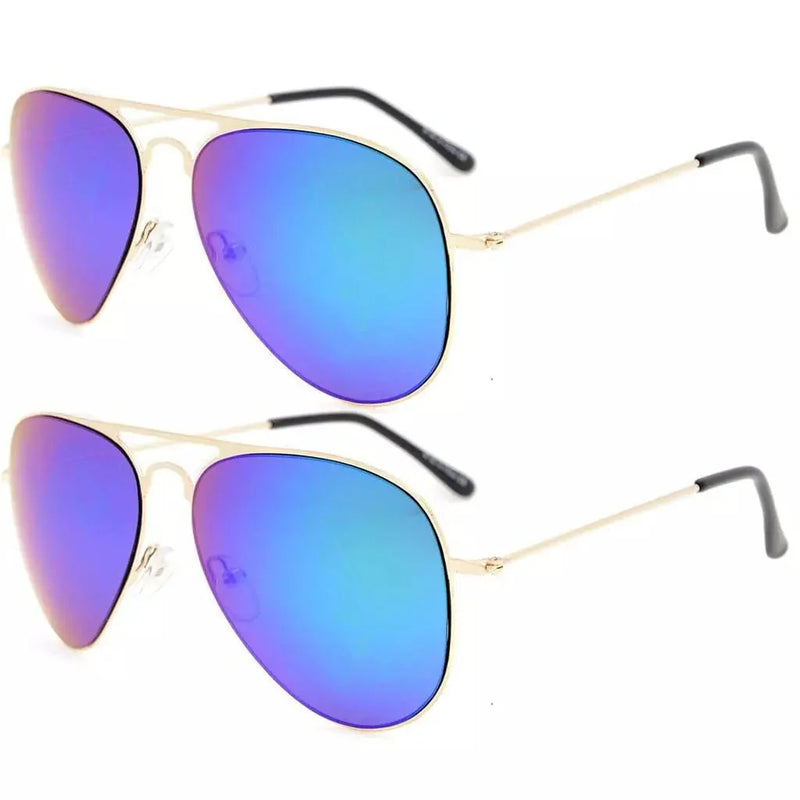 eyekeeper.com 2 Pack Kids Teen Age 8-16 Metal Sunglasses Boys Girls S15018 Sunglasses White Smoke Gold Green Mirror