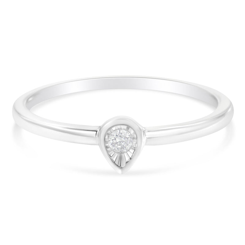 Bids.com .925 Sterling Silver 1/20 Carat Diamond Teardrop Pear-Shaped Miracle Set Petite Fashion Promise Ring (J-K Color, I1-I2 Clarity) - Size 6 Rings White Smoke 7 / White.Sterling Silver,6 / White.Sterling Silver,8 / White.Sterling Silver