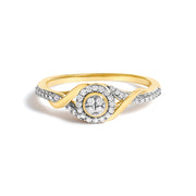 Bids.com 10K Yellow Gold 1/10 Cttw Diamond Swirl and Halo Promise Ring (I-J Color, I3 Clarity) - Size 7 Rings White Smoke 7 / Yellow.Gold,6 / Yellow.Gold,8 / Yellow.Gold,9 / Yellow.Gold,6.5 / Yellow.Gold,7.5 / Yellow.Gold,8.5 / Yellow.Gold,9.5 / Yellow.Gold