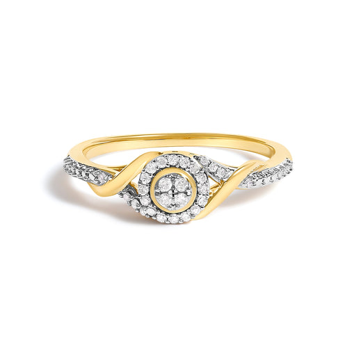 Bids.com 10K Yellow Gold 1/10 Cttw Diamond Swirl and Halo Promise Ring (I-J Color, I3 Clarity) - Size 7 Rings White Smoke 7 / Yellow.Gold,6 / Yellow.Gold,8 / Yellow.Gold,9 / Yellow.Gold,6.5 / Yellow.Gold,7.5 / Yellow.Gold,8.5 / Yellow.Gold,9.5 / Yellow.Gold