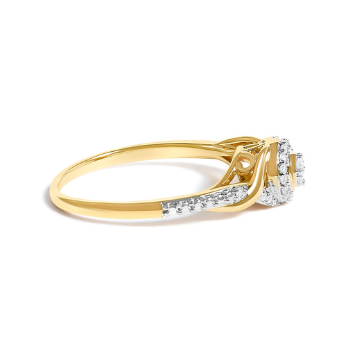 Bids.com 10K Yellow Gold 1/10 Cttw Diamond Swirl and Halo Promise Ring (I-J Color, I3 Clarity) - Size 7 Rings White Smoke 7 / Yellow.Gold,6 / Yellow.Gold,8 / Yellow.Gold,9 / Yellow.Gold,6.5 / Yellow.Gold,7.5 / Yellow.Gold,8.5 / Yellow.Gold,9.5 / Yellow.Gold