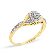 Bids.com 10K Yellow Gold 1/10 Cttw Diamond Swirl and Halo Promise Ring (I-J Color, I3 Clarity) - Size 7 Rings White Smoke 7 / Yellow.Gold,6 / Yellow.Gold,8 / Yellow.Gold,9 / Yellow.Gold,6.5 / Yellow.Gold,7.5 / Yellow.Gold,8.5 / Yellow.Gold,9.5 / Yellow.Gold