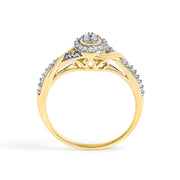 Bids.com 10K Yellow Gold 1/10 Cttw Diamond Swirl and Halo Promise Ring (I-J Color, I3 Clarity) - Size 7 Rings White Smoke 7 / Yellow.Gold,6 / Yellow.Gold,8 / Yellow.Gold,9 / Yellow.Gold,6.5 / Yellow.Gold,7.5 / Yellow.Gold,8.5 / Yellow.Gold,9.5 / Yellow.Gold