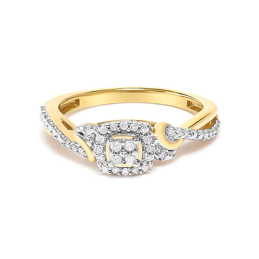 Bids.com 10K Yellow Gold Twisted Shank 1/10 Cttw Diamond Composite Halo Engagement Ring (I-J Color, I3 Clarity) - Size 7 Rings White Smoke 7 / Yellow.Gold,6 / Yellow.Gold,8 / Yellow.Gold,9 / Yellow.Gold,6.5 / Yellow.Gold,7.5 / Yellow.Gold,8.5 / Yellow.Gold,9.5 / Yellow.Gold