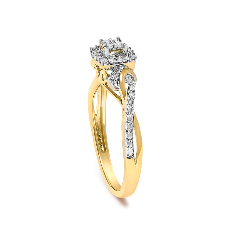 Bids.com 10K Yellow Gold Twisted Shank 1/10 Cttw Diamond Composite Halo Engagement Ring (I-J Color, I3 Clarity) - Size 7 Rings White Smoke 7 / Yellow.Gold,6 / Yellow.Gold,8 / Yellow.Gold,9 / Yellow.Gold,6.5 / Yellow.Gold,7.5 / Yellow.Gold,8.5 / Yellow.Gold,9.5 / Yellow.Gold
