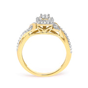 Bids.com 10K Yellow Gold Twisted Shank 1/10 Cttw Diamond Composite Halo Engagement Ring (I-J Color, I3 Clarity) - Size 7 Rings White Smoke 7 / Yellow.Gold,6 / Yellow.Gold,8 / Yellow.Gold,9 / Yellow.Gold,6.5 / Yellow.Gold,7.5 / Yellow.Gold,8.5 / Yellow.Gold,9.5 / Yellow.Gold