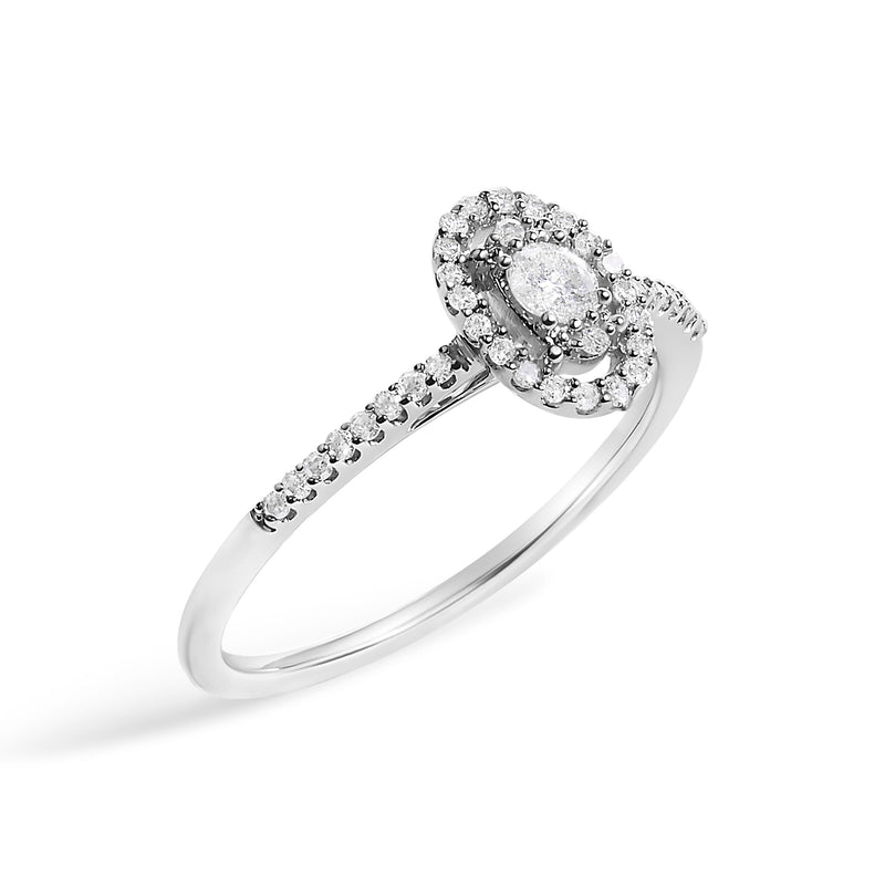 Bids.com 14K White Gold 1/5 Cttw Diamond Oval Shape With Halo Engagement Ring (H-I Color, I1-I2 Clarity) - Size 7 Rings White Smoke 7 / White.Gold,6 / White.Gold,8 / White.Gold,9 / White.Gold,6.5 / White.Gold,8.5 / White.Gold,7.5 / White.Gold,9.5 / White.Gold
