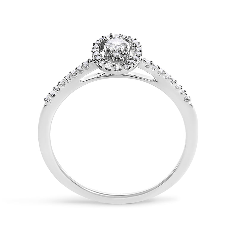 Bids.com 14K White Gold 1/5 Cttw Diamond Oval Shape With Halo Engagement Ring (H-I Color, I1-I2 Clarity) - Size 7 Rings White Smoke 7 / White.Gold,6 / White.Gold,8 / White.Gold,9 / White.Gold,6.5 / White.Gold,8.5 / White.Gold,7.5 / White.Gold,9.5 / White.Gold