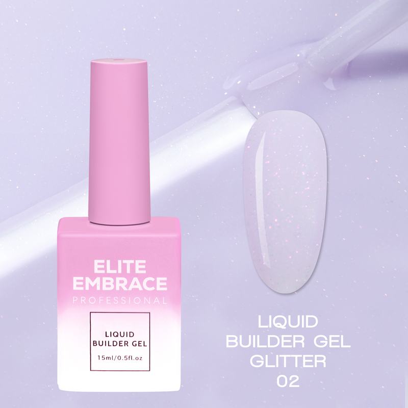 nbmsupply ELITE EMBRACE Professional Liquid Builder Gel Glitter 02 15ml ELBGG0215 Thistle
