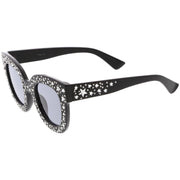 zeroUV Women's Trendy Star Rhinestone Horned Rim Sunglasses C579 Sunglasses White Smoke Black Smoke,Clear Smoke Gradient,Tortoise Amber