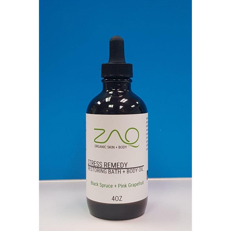 ZAQ Skin & Body Restoring Massage Body Oil - STRESS REMEDY - Black Spruce + Pink Grapefruit Dark Cyan 4oz