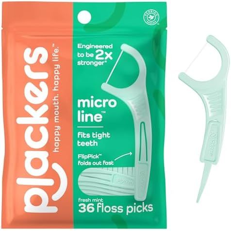 Plackers Plackers Gentle Line Floss Picks Fresh Mint Flavor 75Ct Dental Floss White Smoke