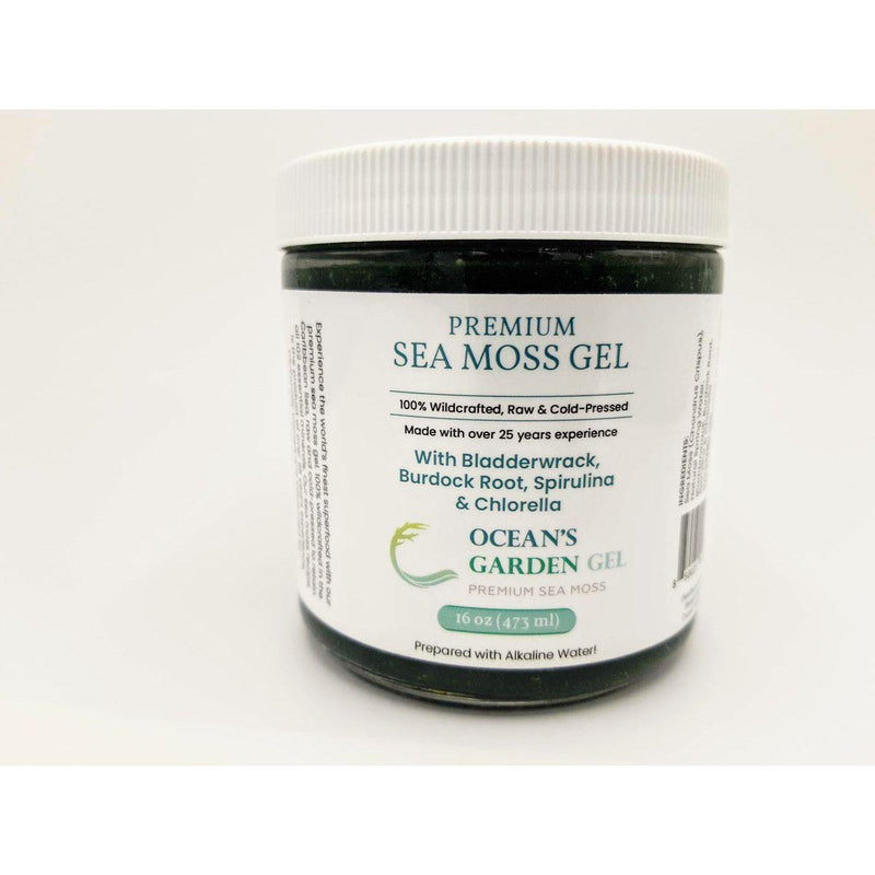 Ocean's Garden Gel Premium Seamoss with Bladderwrack, Burdock root, and Spirulina & Chorella (Case) Organic Health Antique White 8oz,16oz,32oz