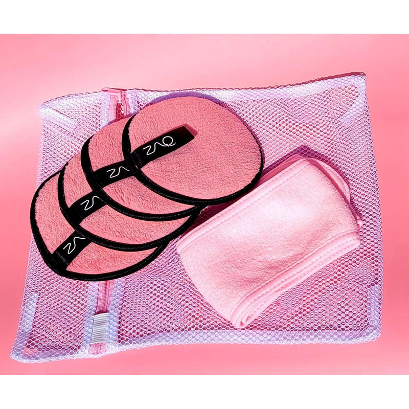 ZAQ Skin & Body ZAQ Reusable Makeup Remover Pads 4pack with Spa facial Headband Make Up Light Pink Pink,White,Black,Green,Purple,Grey,Soft Pink