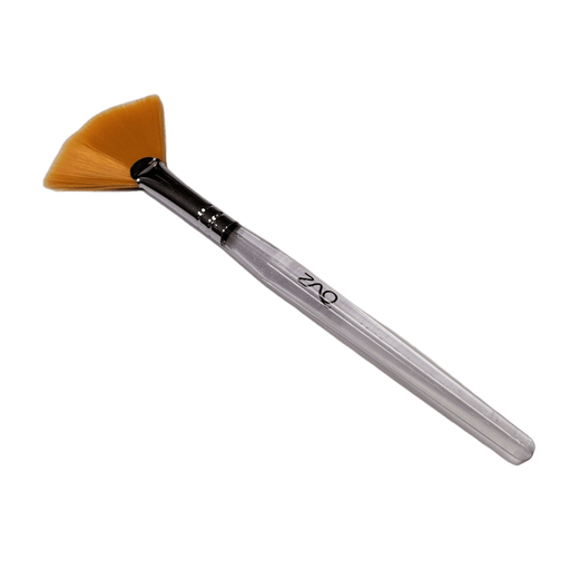 ZAQ Skin & Body Fan Mask Brush with Synthetic Bristles & Acrylic Handle White Smoke