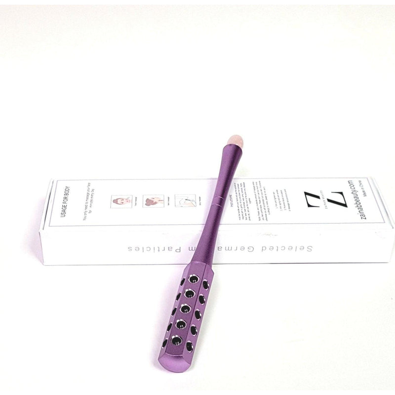ZAQ Skin & Body Aria Germanium Massage Roller with Rose Quartz stone White Smoke