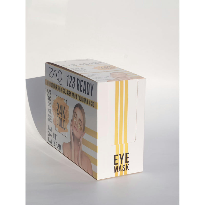 ZAQ Skin & Body 123 Ready 24K GOLD LIFT & FIRM GEL EYE PATCHES Light Gray 1 Pair,5 Pair,Retail Box - 10 Packs ( 50 Pairs)