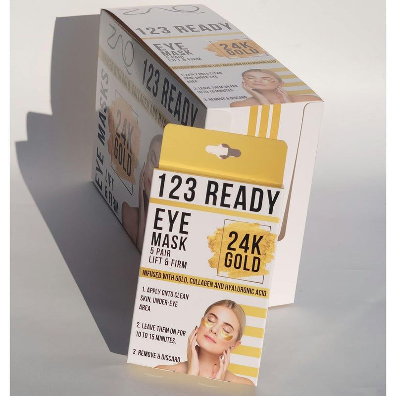 ZAQ Skin & Body 123 Ready 24K GOLD LIFT & FIRM GEL EYE PATCHES Gray Retail Box - 10 Packs ( 50 Pairs)