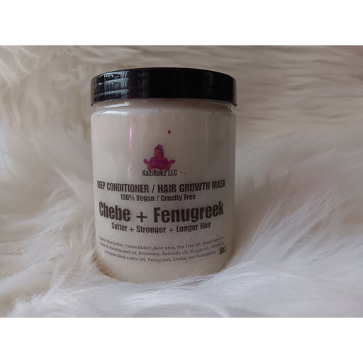 KaziRokz Chebe + Fenugreek DEEP CONDITIONER & HAIR GROWTH MASK (100 % Vegan/ CrueltyFree)8oz Light Slate Gray