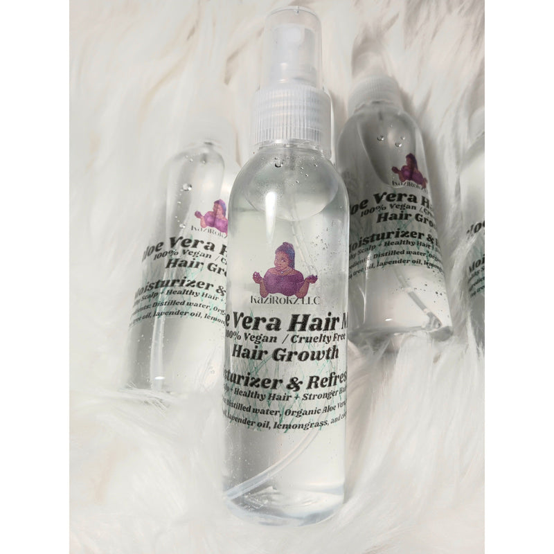 KaziRokz Aloe Vera Hair Mist / Dry Shampoo (100% Vegan/ CrueltyFree) Hair Growth moisturizer and refresher. 4oz Light Gray