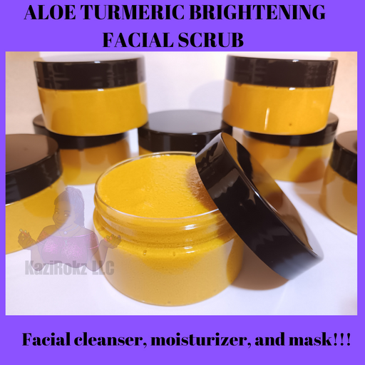 KaziRokz GLOW UP Aloe Turmeric Brightenig Facial Scrub (100% Veganl /Cruelty Free)4oz Goldenrod