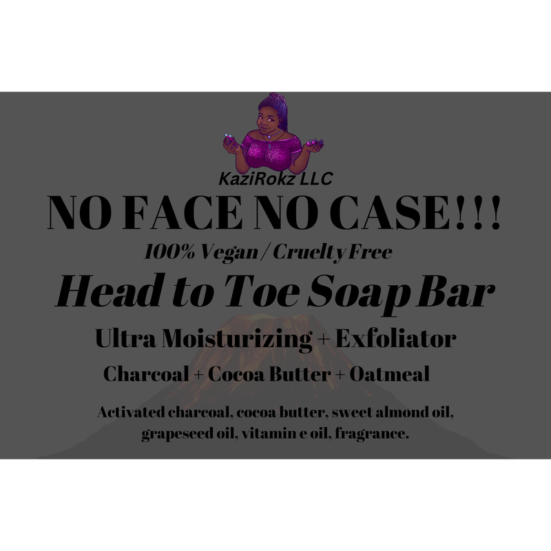 KaziRokz No Face No Case Activated Charcoal and Oatmeal exfoliating+moisturizer Head to Toe soap bar! (100% Vegan / CrueltyFree) Dark Slate Gray