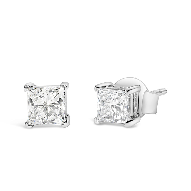 Bids.com 14K White Gold 3/8 Cttw Lab Grown Princess-Cut Diamond 4-Prong Solitaire Stud Earrings (VS1-VS2 Clarity, F-G Color) Earrings White Smoke White.Gold / 0.4