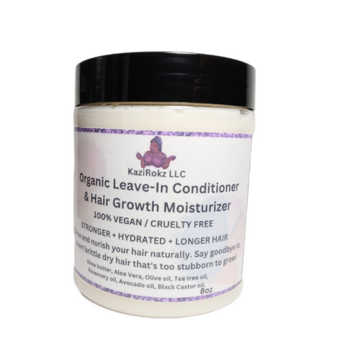 KaziRokz Organic Leave- In Hair Conditioner 8oz. (100% Vegan / Cruelty Free) / Mega Gro!!! Light Gray