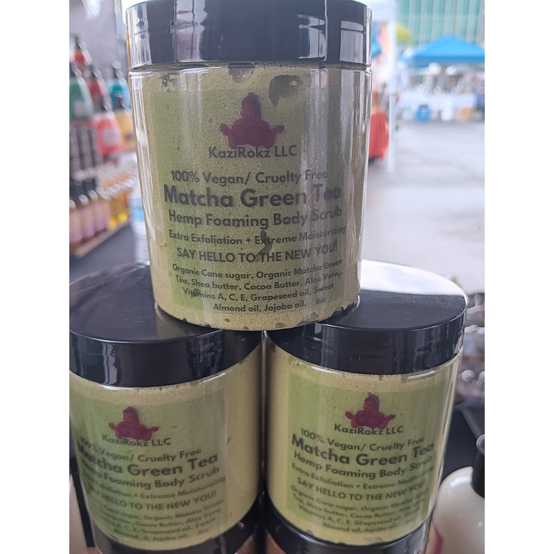 KaziRokz Matcha Green Tea Hemp Foaming Body Scrub 8oz (100% Vegan / Cruelty Free) Dim Gray 8oz