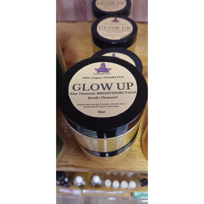 KaziRokz GLOW UP Aloe Turmeric Brightenig Facial Scrub (100% Veganl /Cruelty Free)4oz Dim Gray