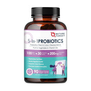 Nature Target 5-in-1 Digestive Health Probiotics with 100B CFUs + 200mg, 90 Vegan Caps Probiotic White Smoke