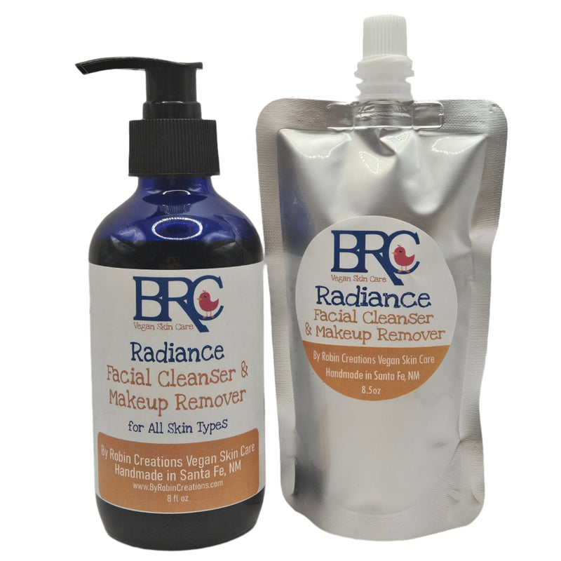 By Robin Creations Radiance Facial Cleanser & Makeup Remover Pads for All Skin Types White Smoke 20 Washable Organic Cotton Pads + 8oz Liquid in a Glass Pump Bottle,8.5oz Refill pouch LIQUID ONLY (No Pads or Bottle),17oz Refill pouch LIQUID ONLY (No Pads or Bottle),8oz Liquid in a Glass Pump Bottle Only (No Pads),Replacement 8oz Glass Pump Bottle Onl