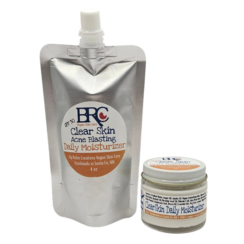 By Robin Creations Clear Skin Acne Blasting Daily SPF30 Facial Moisturizer Acne Treatments & Kits Gray Glass Jar (2oz) / Original (Tea Tree Lemon & Peppermint),Glass Jar (2oz) / Unscented,Refill Pouch (4oz) / Original (Tea Tree Lemon & Peppermint),Refill Pouch (4oz) / Unscented